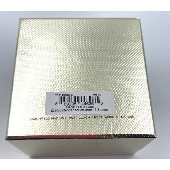 NIB COACH Logo Hinged Bangle Bracelet Rose Gold Tone Black Sprinkle Stone Druzy - Picture 5 of 12